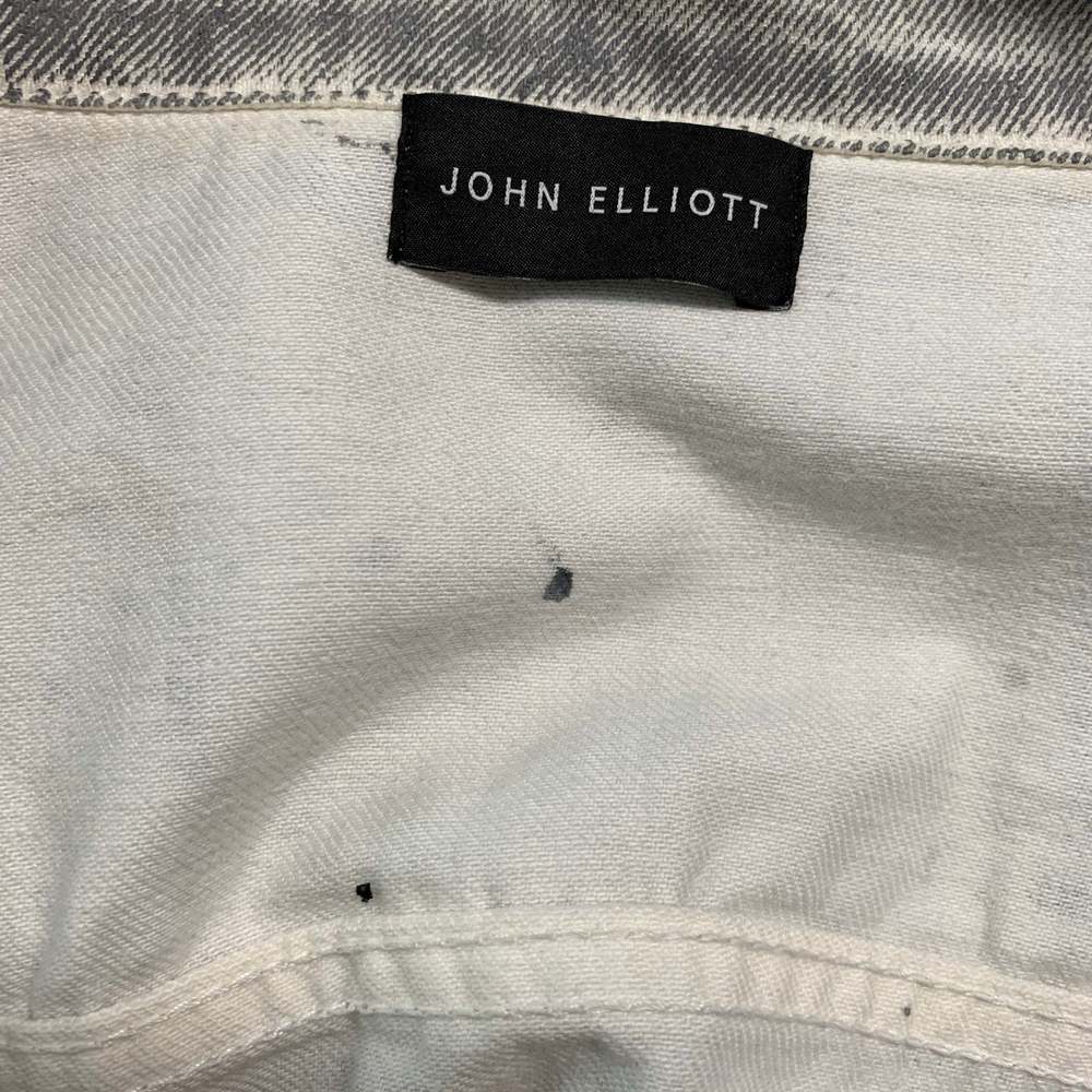 JOHN ELLIOTT Chest Grey White Painted Cotton Trucker Jacket - Picture 5 of 7
